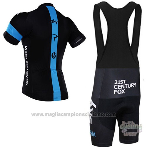 2016 Abbigliamento Ciclismo Sky Nero Manica Corta e Salopette